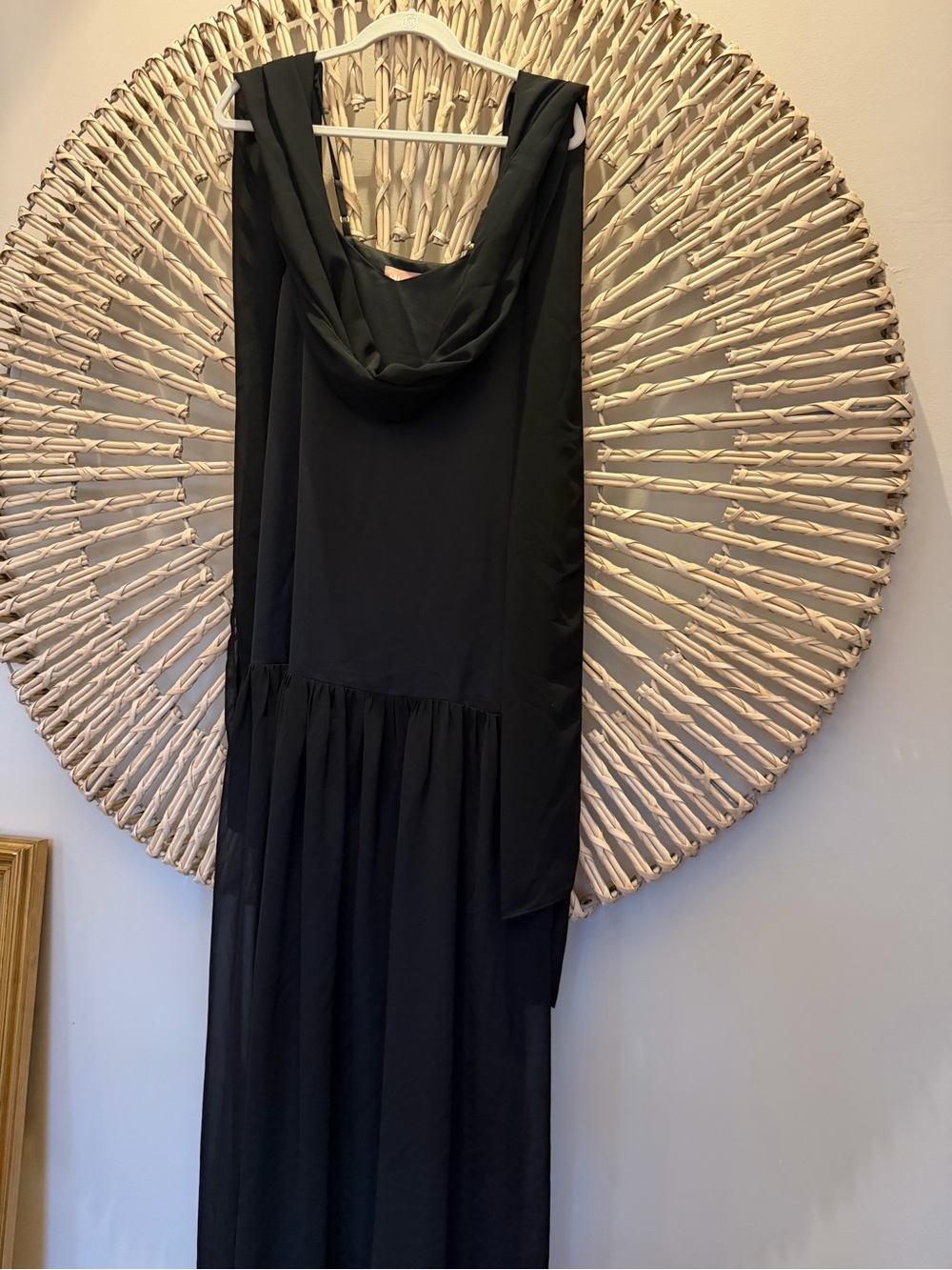 Show Me Your MuMu Dalia Black Maxi Dress with Draped Cowl